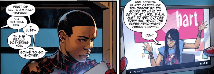 half hispanic Miles Morales