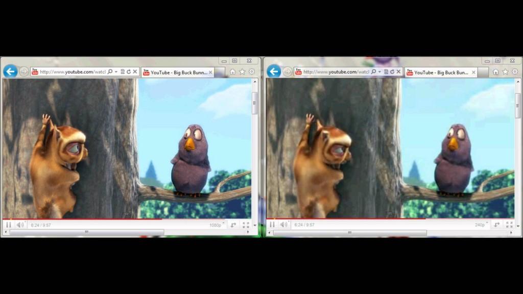 1080p on the left, 240p on the right. It’s a little subtle, but the difference is there.