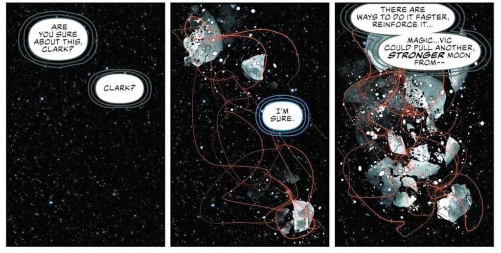 Superman puts the moon back together
