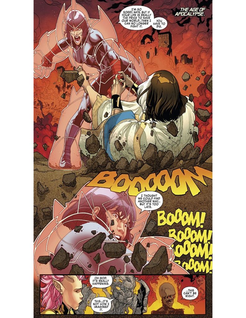 The X-Recruits fighting in the Age of Apocalypse universe, from Uncanny X-Men #8