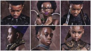 Kids dressed as Black Panther characters