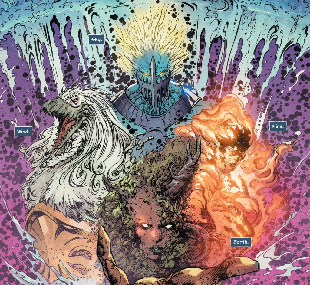 Aquaman #45 Interior Art of the 4 gods