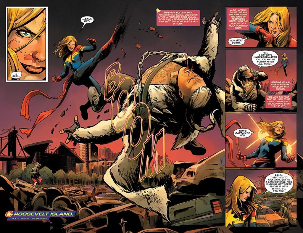 Captain Marvel and Nuclear Man Fighting