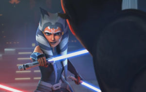 Ahsoka Tano and her 2 blue lightsabers