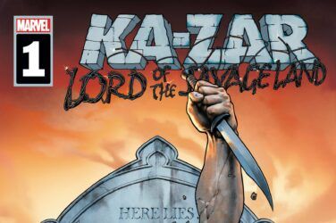 Ka-Zar rising from his grave, knife in hand.