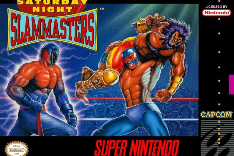 SNES box front for Saturday Night Slam Masters