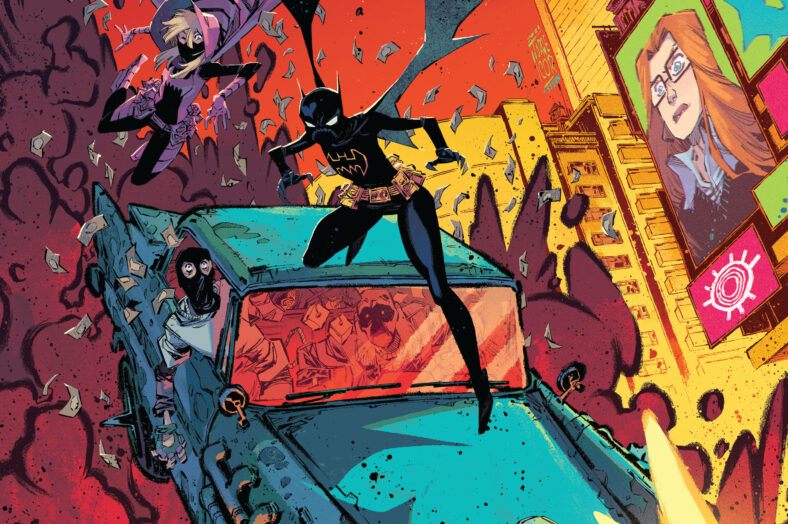 Batgirls #2 cover with Cass, Barbara, and Bondo the Muscle Car