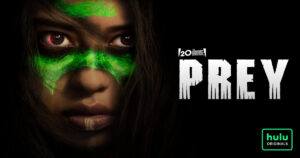 Prey title card showing Naru with predator blood as war paint