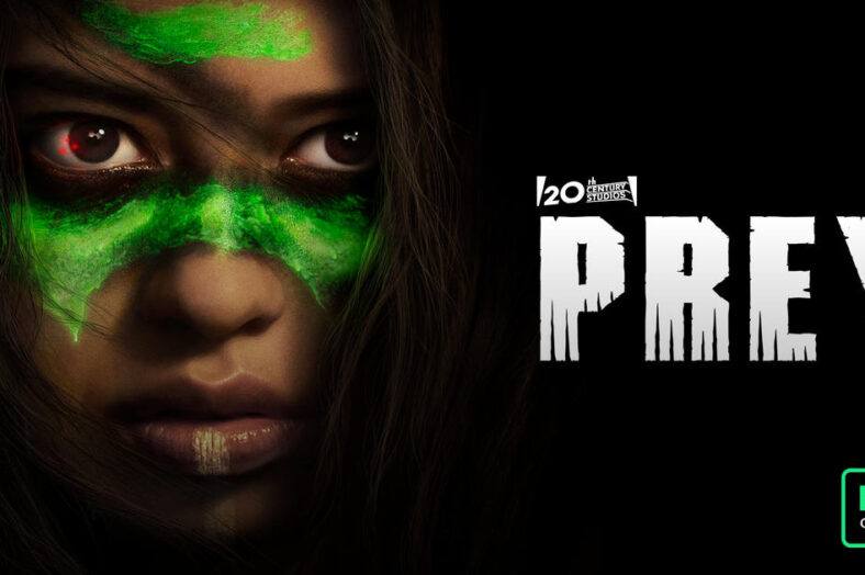 Prey title card showing Naru with predator blood as war paint