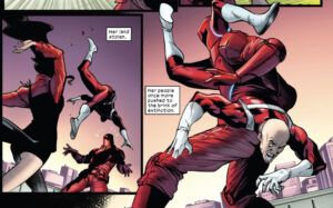 Kitty Pryde throws an orchis member and phases them through one another